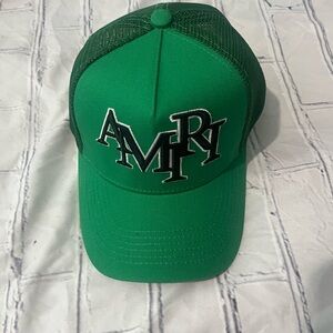 AMIRI Green Logo Trucker Hat Mesh Snapback Luxury Designer Baseball Cap Like New